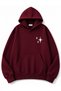 Chest Sparkle Printed Oversize Sweatshirt with Kangaroo Pocket
