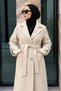 Torba Pocketed Shoulder Pad Detailed Cashmere Coat Tsd260314 Beige - 2