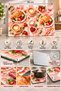 Glass Cutting Board with Pink Checkerboard Pattern, Croissant & Coffee Themed - Glass Cutting Board |   30cm X 40cm - 3
