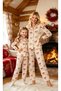 Mother-Daughter Matching Pajama Set with Cherry and Teddy Bear Pattern, Thermal Ultra Soft Textured Home Wear (Sold Separately)