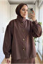 Women's Stand Collar Balloon Sleeve Buttoned Lightweight Shiny Fabric Women's Jacket