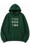 Hearts Printed Oversize Sweatshirt with Kangaroo Pocket