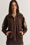 Women's Bitter Brown Gold Appliqué Detailed Pocketed Lined Suede Jacket 5012 60286598 - 2