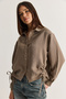 Women's Mink Side Gathered Buttoned Shirt with Tie Detail 2344 60286594 - 4