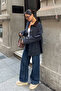 Velvet Collar Pocket Detail Jacket - Navy Blue Dark Blue - 3