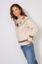 Italian Flowered Jacquard Knitwear Sweater Stone - 5