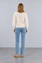 Women's Cream Crew Neck Floral Patterned Wool Sweater - 5