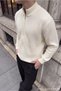 Sirte Checkered Patterned Stand Collar Zippered Regular Fit Men's Knitwear Cardigan - 5