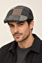 Unisex Patchwork Cap Hat Classic Model with Plaid and Herringbone Pattern - 2