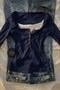 Navy Blue Henley Collar Attached Grunge Y2K Long Sleeve Crop