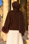 Knitwear Cardigan with Fuzzy Sleeves Tsd260336 Brown - 6