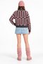 Women's Modern Geometric Patterned High-Neck Knit Sweater - 3