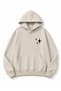 Chest Sparkle Printed Oversize Sweatshirt with Kangaroo Pocket