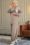 6574 - Stylish Comfortable Knitted Modal Fabric Casual Trousers with Elastic Detail at the Leg Cuffs Women's Set