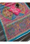 Pure Chinon Silk Designer Patchwork Printed Saree with Handwork Mirror Embroidery-FALL & PICO STITCHED & Unstitched Blouse Piece – Multicolor Floral & Geometric Festive Partywear Saree - 7