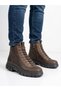 Men's Brown Genuine Leather Orthopedic Non-Slip Sole Waterproof Casual Boots - 3