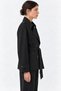 Double-Breasted Collar Belted Waist Lined Flowy Short Trench Coat Black - 3