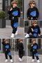 Boys' Black and Blue Printed 2-Piece Tracksuit Set – Sweatshirt and Jogger Tracksuit - 2