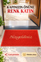 Red 40X70 cm Welcome Written Door Mat Curly Textured Gold Written Decorative Home Mat - 6