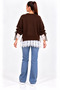 Plus Size Tulle Detailed Knitwear Cardigan Brown - 5