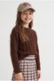 Brown Hair Knitted Model Modern Crew Neck Unisex Baby Kids Knitwear Sweater 20268002 - 3