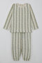 Baby Girl Pajama Set Blue Floral Flower Patterned Striped 9 Months - 3 Years, Ecru - 3