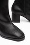 Women's Thick Heeled Boots Black Unlined Blunt Toe Tpu Sole with Stitching - 2