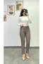 Lycra Trousers with Gold Button Detail on the Legs, Elastic Waist and Pockets - 2