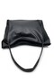 Women's Black Plain Leather Minimalist Soft Daily Stylish Shoulder Bag - 3