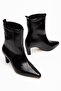 Women's Thin Heeled Boots Black with Stitched Front and Horizontal Heel - 3