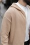 Beige Hooded Zippered Men's Knitwear Cardigan E7208 - 3
