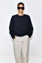 Navy Blue Self-Textured Oversize Blouse 27377