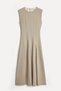 Women's Beige A-Form Pleated Midi Dress