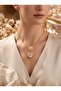 Gold Color Large White Stone Motif Tarnish-Resistant Steel Necklace - 2