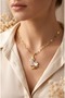 316L Steel Gold Color Butterfly Moon Crescent Model Tarnish Resistant Necklace - 2