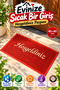 Red 40X60 cm Welcome Written Door Mat Curly Textured Gold Written Decorative Home Mat