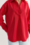 Women's Red Striped Flowy Relaxed Fit Long Sleeve Shirt 2165 60286582 - 6