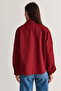Women's Burgundy Lined Denim Stand Collar Snap Fastener Short Trench Coat 1131 60286576 - 8