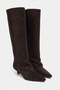 Ravena Bitter Brown Genuine Suede Leather Pointed Toe Kitten Heel Women's Boots - 4