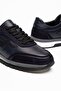 Genuine Leather Men's Casual Shoes Navy Blue Nubuck Printed Leather - 2