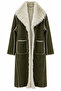 Khaki Double-Sided Suede-Fur Coat