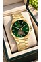 Automatic-Battery-Free Yellow Color Steel Cord Stylish Gift Box Men's Wristwatch - 2