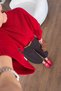 Half Fisherman Bat Sleeve Oversize Red Knit Sweater - 3