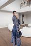 Satin Navy Blue Dress with Waist Detail - 3