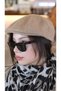 Beige Color Cashmere Beanie Hat - 4