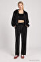 3-Piece Velvet Textured Knitted Top and Bottom Set Lby0106 Black - 2