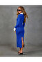 Women's long sleeve collared cowl neck ribbed knit long tank dress - 3