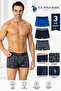 Men'S, Licensed, Uspa, 95% Cotton, 5% Elastane, Flexible Waistband, Boxer Brief, Indigo Navy Blue Printed, Comfort, 3-Piece Set - 2