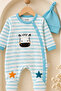 Zebra Patterned 100% Cotton Baby Romper Set with Hat and Booties - 4 Pieces - 5
