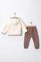 Plush Bear Embroidered Winter Welsoft Fabric Baby Boy Cardigan 2-Piece Set - 3